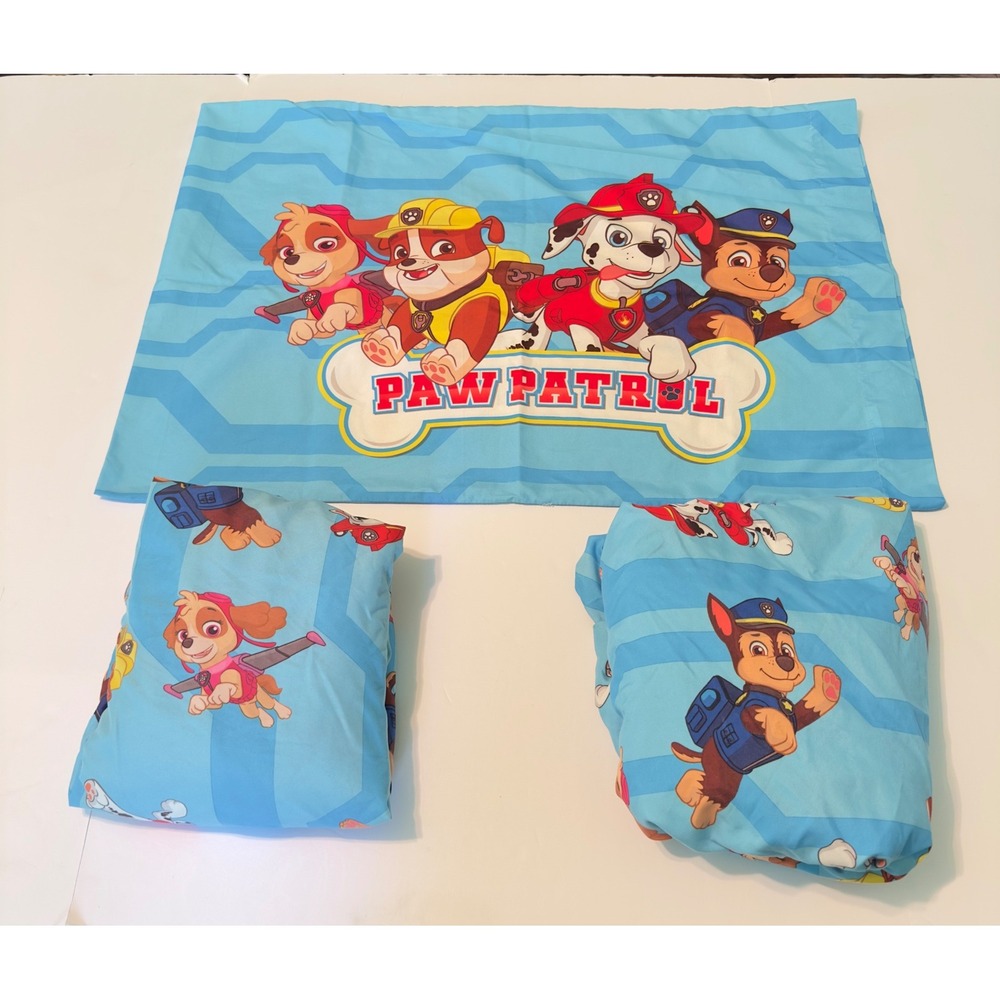 Nickelodeon Paw Patrol Blue 2 Twin Fitted Sheets and 1 Pillowcase Set 2016